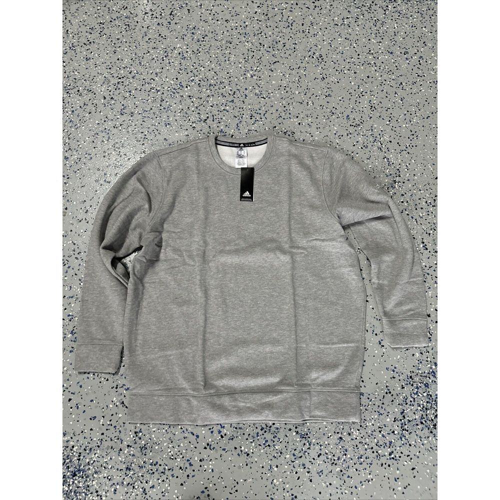 Adidas Mens Sweatshirt Gray Small Crew‎ Pullover Fleece Sweater NWT New
